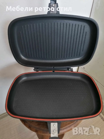 Двоен грил тиган с два вида плочи с незалепващо покритие за лесно и бързо приготвяне на храната., снимка 6 - Съдове за готвене - 51910697