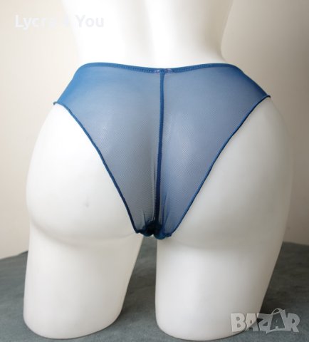 XS/S петролено синя бразилиана от тюл и дантела, снимка 1