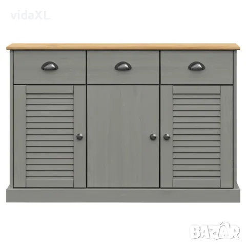 vidaXL Бюфет с чекмеджета VIGO, 113x40x75 см, сив, бор масив, снимка 5 - Бюфети - 56147331