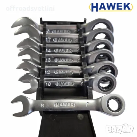 HAWEK 7 Броя Комплект къси тресчотни ключове HAWEK 8-19 мм 7 части, снимка 2 - Други инструменти - 48043589