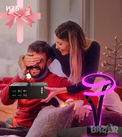 Спирална RGB настолна лампа за нощно шкафче, 12 променящи се цвята  с дистанционно и сензорно управл, снимка 7 - Настолни лампи - 48684544