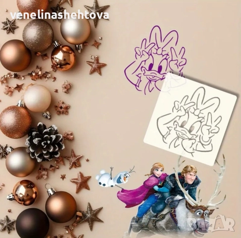 4 броя Мики и Мини Маус Гуфи Дейзи шаблон стенсил за декорация торта скрапбукинг текстил , снимка 4 - Други - 52589578