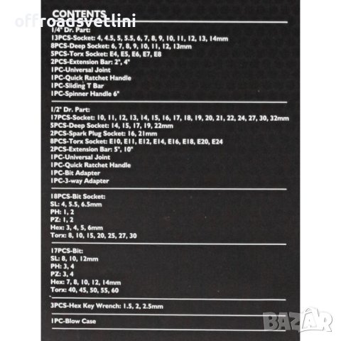 Немско Висококачествено Гедоре в куфар 108 части 1/2 и 1/4  JCB, снимка 5 - Гедорета - 42727278