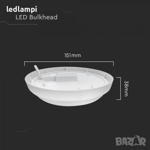 LED Плафониера 12W Кръг IP54, снимка 6 - Лампи за таван - 49377393