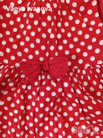 H&M червена рокля на точки 9-12 месеца, снимка 3 - Бебешки рокли - 49243555