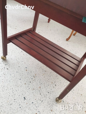 Винтидж помощна дървена масичка на колела/маса-табла за сервиране 60x70x50см, снимка 4 - Маси - 51439731