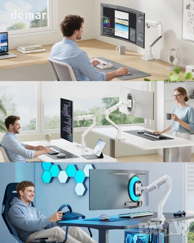 Стойка за монитор monTEK с USB-A/C за ултраширок извит 17-57",до 27 кг, снимка 8 - Стойки, 3D очила, аксесоари - 52280310