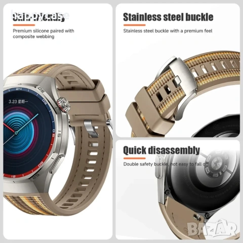 Силиконово-текстилна каишка за Huawei Watch GT6 Pro 46 mm. , снимка 4 - Каишки за часовници - 53838300