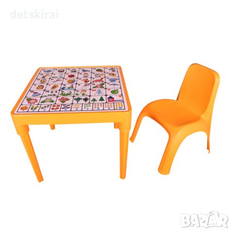Детска маса с българската азбука с един стол - различни цветове, снимка 2 - Мебели за детската стая - 41624546