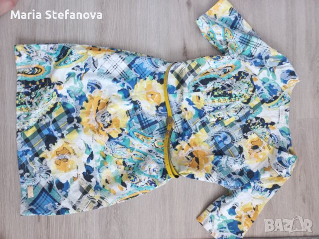 Елегантна рокля в жълто и зелено , снимка 5 - Рокли - 41346159