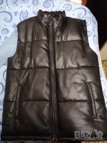 Нов мъжки кожен зимен елек размер М