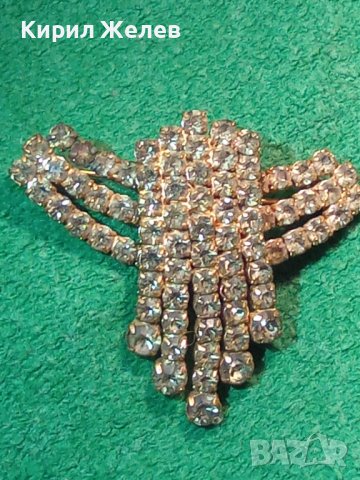 СТАРА ПОЗЛАТЕНА РЕТРО АРТ ДЕКО БРОШКА с ПРЕКРАСНИ БОХЕМСКИ ФАСЕТИРАНИ ЮВЕЛИРНО КРИСТАЛИ 27880, снимка 11 - Антикварни и старинни предмети - 37128345