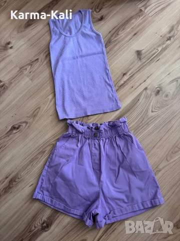 Лот къси панталони и потник в лилаво 
