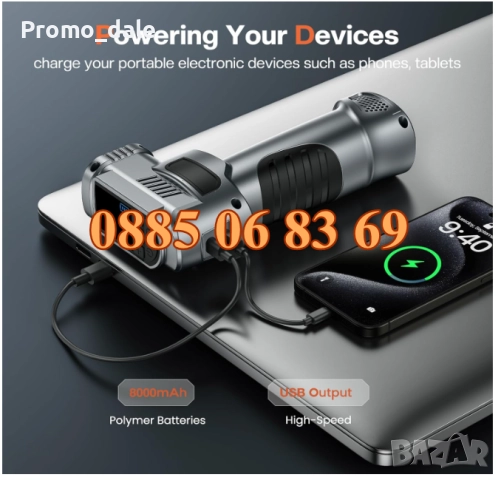 4в1 Преносим компресор, стартерно устройство /Jump Starter/ LED фенер, USB зарядно, помпа за кола, снимка 9 - Аксесоари и консумативи - 51665329