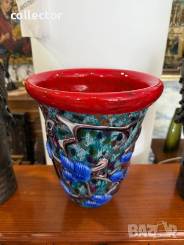 Многоцветна стъклена ваза - Murano. №7382, снимка 9 - Антикварни и старинни предмети - 51879834