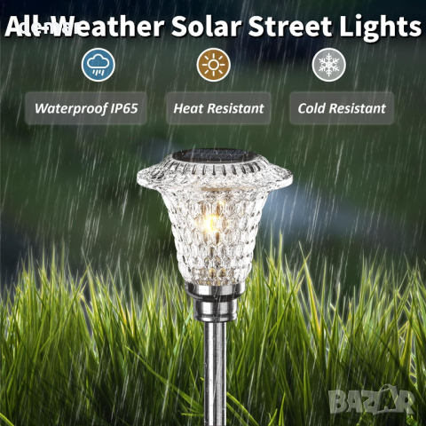 Градински соларни лампи HAMLITE, 4 броя, с автоматично вкл/изкл, снимка 4 - Соларни лампи - 44636122