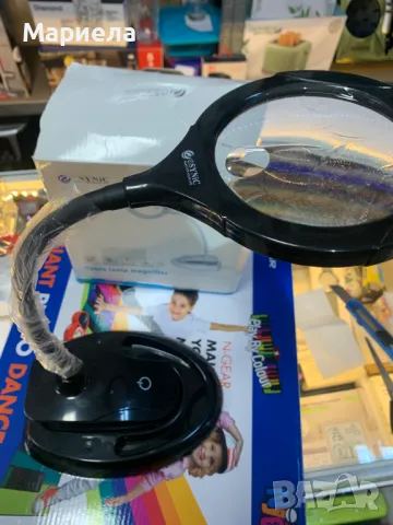 LED акумулаторна лупа-х5;х10 със светлина/2-в-1 настолна лампа и скоба 3 цветни режима, снимка 10 - Други стоки за дома - 48750924