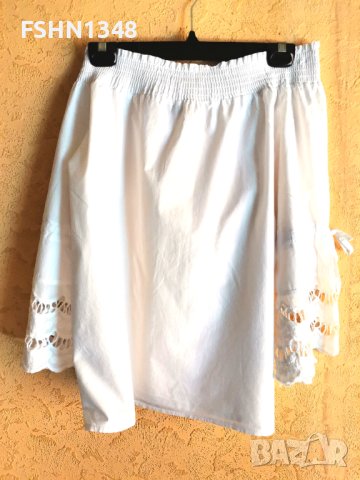 Бяла блуза с рязана бродерия , снимка 3 - Корсети, бюстиета, топове - 41392186