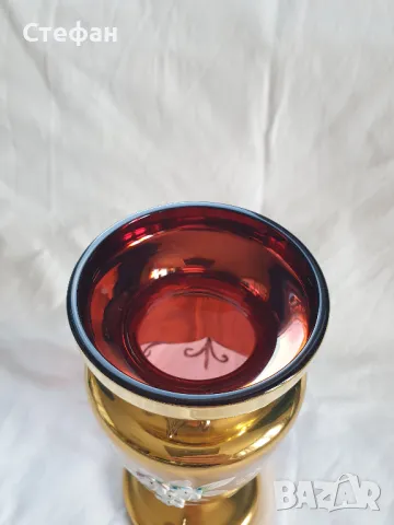 Стъклена ваза Бохемия, снимка 4 - Антикварни и старинни предмети - 50173851