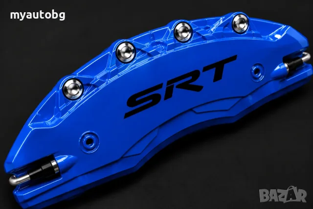 Метални капаци за спирачни апарати SRT – Dodge / Jeep – 4 броя, Сини, снимка 2 - Аксесоари и консумативи - 55914354