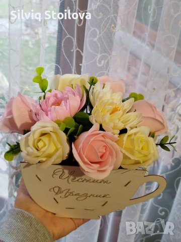 Чаши със сапунени цветя, снимка 3 - Подаръци за жени - 39594456