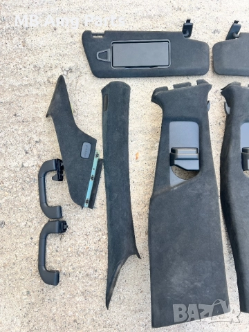 W218 Алкантара сенници огледало колонки плафони дръжки черни, снимка 2 - Части - 51884894