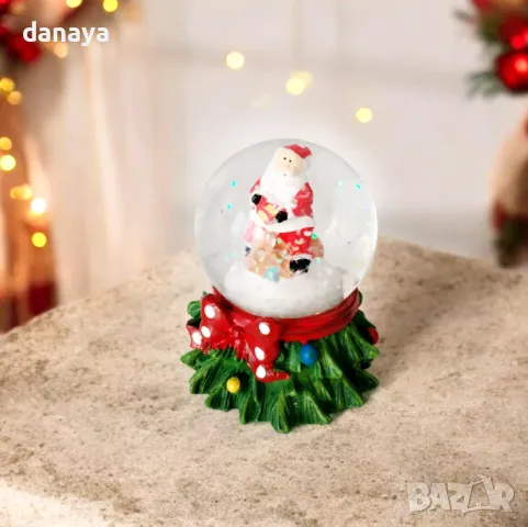 1215 Коледно преспапие елхичка с Дядо Коледа 7см, снимка 4 - Декорация за дома - 47652723