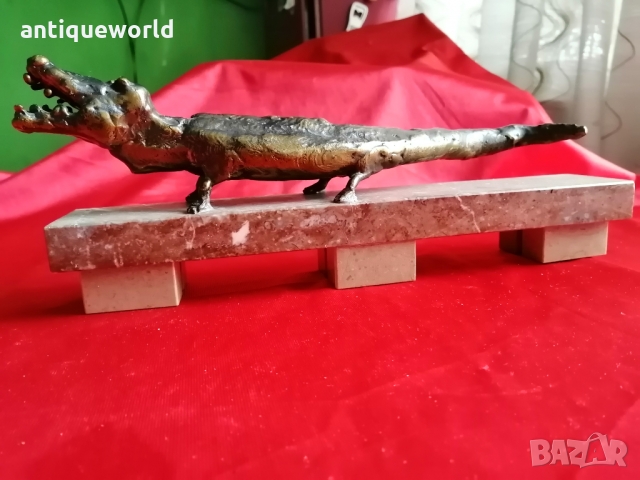 Уникална Авторска Бронзова Пластика КРОКОДИЛ , снимка 5 - Антикварни и старинни предмети - 36062529