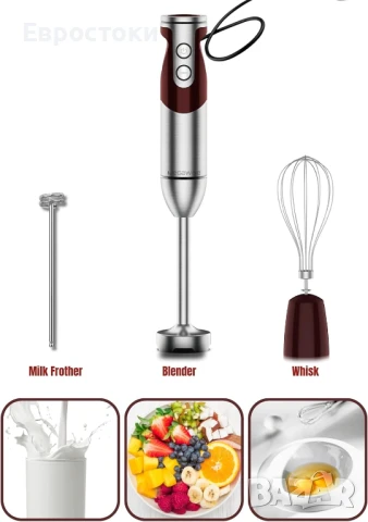 Ръчен блендер Megawise 3 в 1 – 12 скорости, включва мощен блендер, бъркалка и разпенител за мляко, снимка 4 - Миксери - 50813225