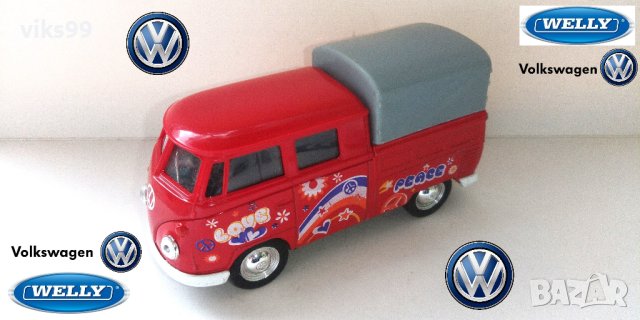 Volkswagen VW T1 Double Cabin Pick Up 1:34-39 WELLY, снимка 1 - Колекции - 40638485