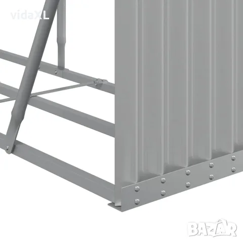 vidaXL Поставка за дърва, светлосив, 234x45x100см, поцинкована стомана, снимка 7 - Дърва за огрев - 56147377