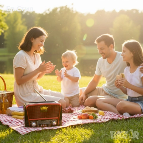 Преносимо ретро радио Golon с Bluetooth и соларен панел - мощен звук и дълъг живот на батерията, снимка 2 - Радиокасетофони, транзистори - 53566985