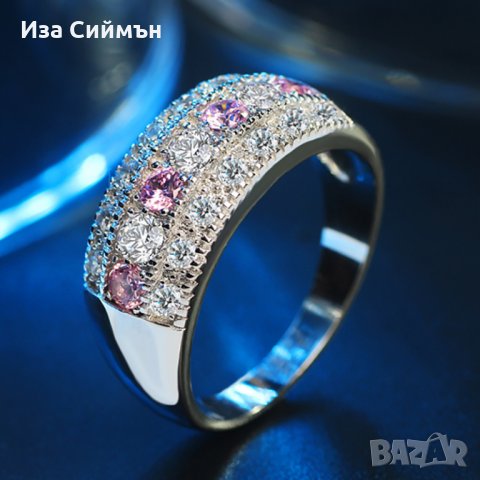 Сребърен пръстен с цирконии и кристали, снимка 4 - Пръстени - 34254097