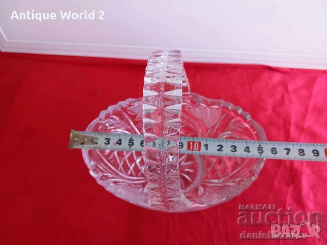 Кристално Стъкло Кошница , Бисквитиера Фруктиера, снимка 7 - Антикварни и старинни предмети - 53228035