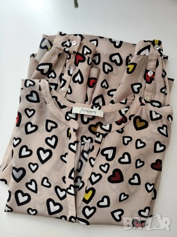 100% коприна блуза на сърца размер Хс-С 