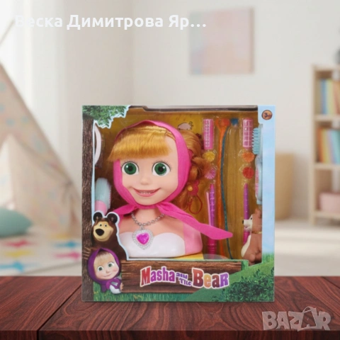 Кукла за прически „Маша и мечокът“ – Торс с дълга коса и аксесоари за оформяне, снимка 4 - Кукли - 53012548