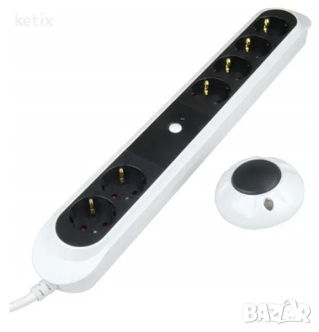 Разклонител UNITEC с безжичен крачен превключвател,6 гнезда,1,5м