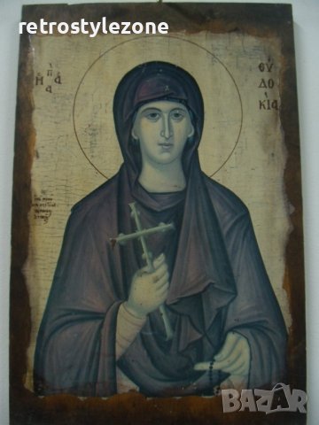 № 6688 стара икона   - размер 30 / 20 см   - основа дърво , щампована апликация , снимка 2 - Други ценни предмети - 38977958