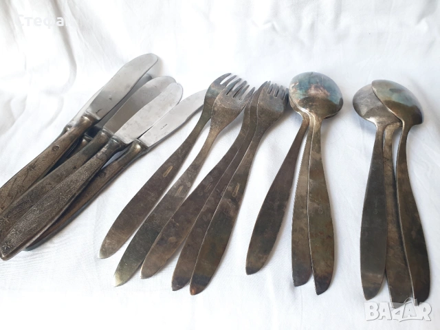 Комплект посребрени прибори , снимка 7 - Антикварни и старинни предмети - 53536872