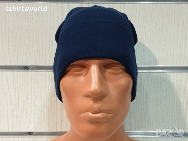 Нова зимна шапка с подгъв в тъмносин цвят, снимка 9 - Шапки - 39325549