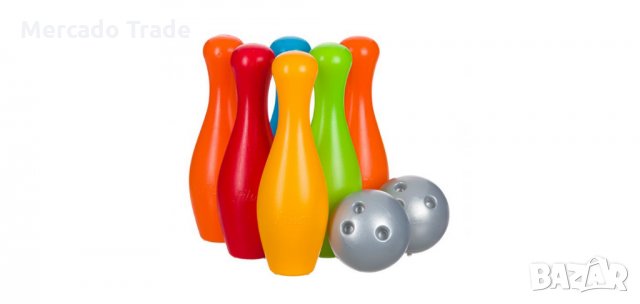 Детски комплект за боулинг с 6 цветни кегли и 2 топки 