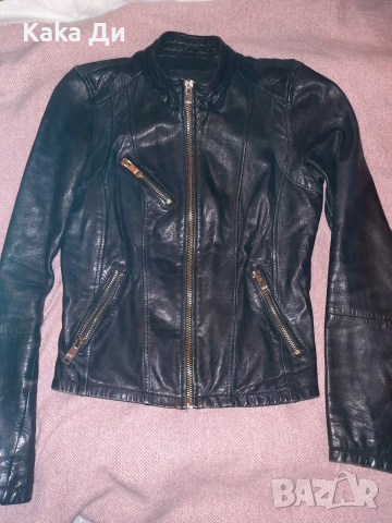 кожено яке BERSHKA естествена кожа, снимка 2 - Якета - 52850096