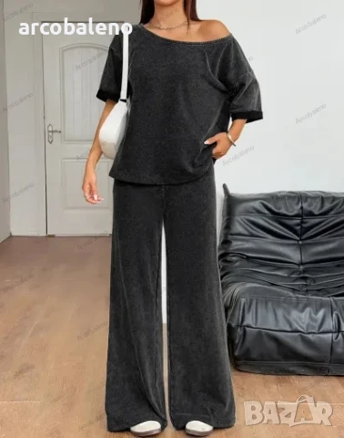 Дамски комплект от две части с къси ръкави и панталони , снимка 4 - Комплекти - 50867651