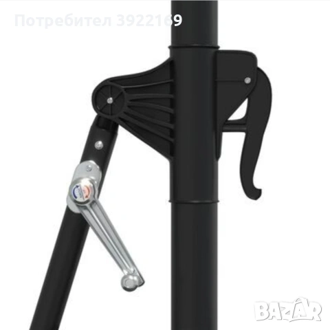 Чадър за монтаж на стена с метален прът, 300 см, антрацит, снимка 6 - Градински мебели, декорация  - 53218143