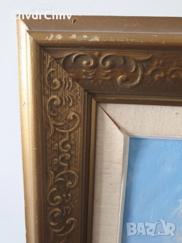 65х57см/стара картина масло върху платно/градски пейзаж-джамия/Мароко-Африка/дървена рамка, снимка 7 - Картини - 51454372