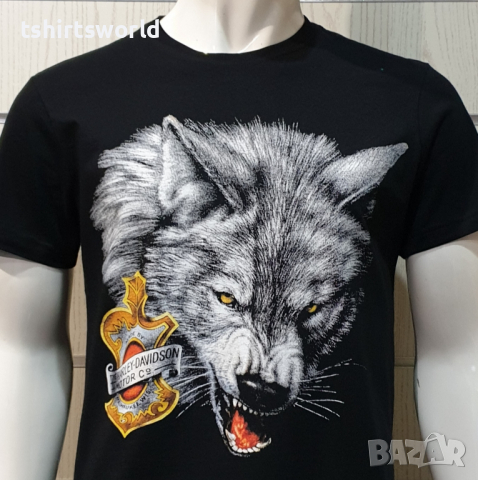 Нова мъжка тениска с дигитален печат HARLEY DAVIDSON -Вълк (Wolf), снимка 6 - Тениски - 36178161