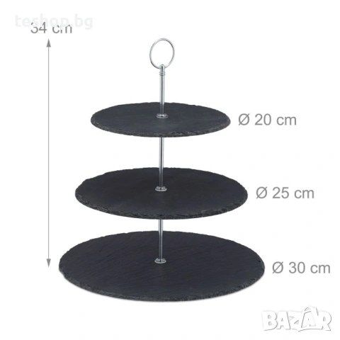 Триетажна поставка за сервиране Relaxdays, снимка 2 - Сервизи - 53652228