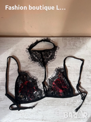 Ново черно дантелено бюстие с чокър на врата и бродерия S , M , L , XL налични размери 🖤❤️🖤❤️, снимка 5 - Бельо - 52197129