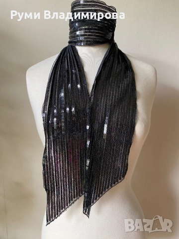 Шал с пайети в черно и кафяво/ различни видове, снимка 4 - Шалове - 47544666