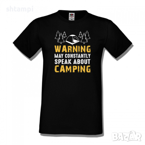 Мъжка тениска Warning May Constantly Speak About Camping,Къмпинг,Планина,Изненада,Подарък,Поход,Връх, снимка 9 - Тениски - 36355277